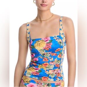 Johnny Was Helena Ruched‎ Tankini Top Blue X-Small